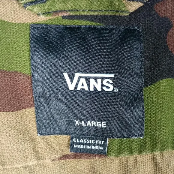 Vans Jacket Men XL Camo Canvas Military Field Button Front Woodland Utility Coat - Picture 2 of 9